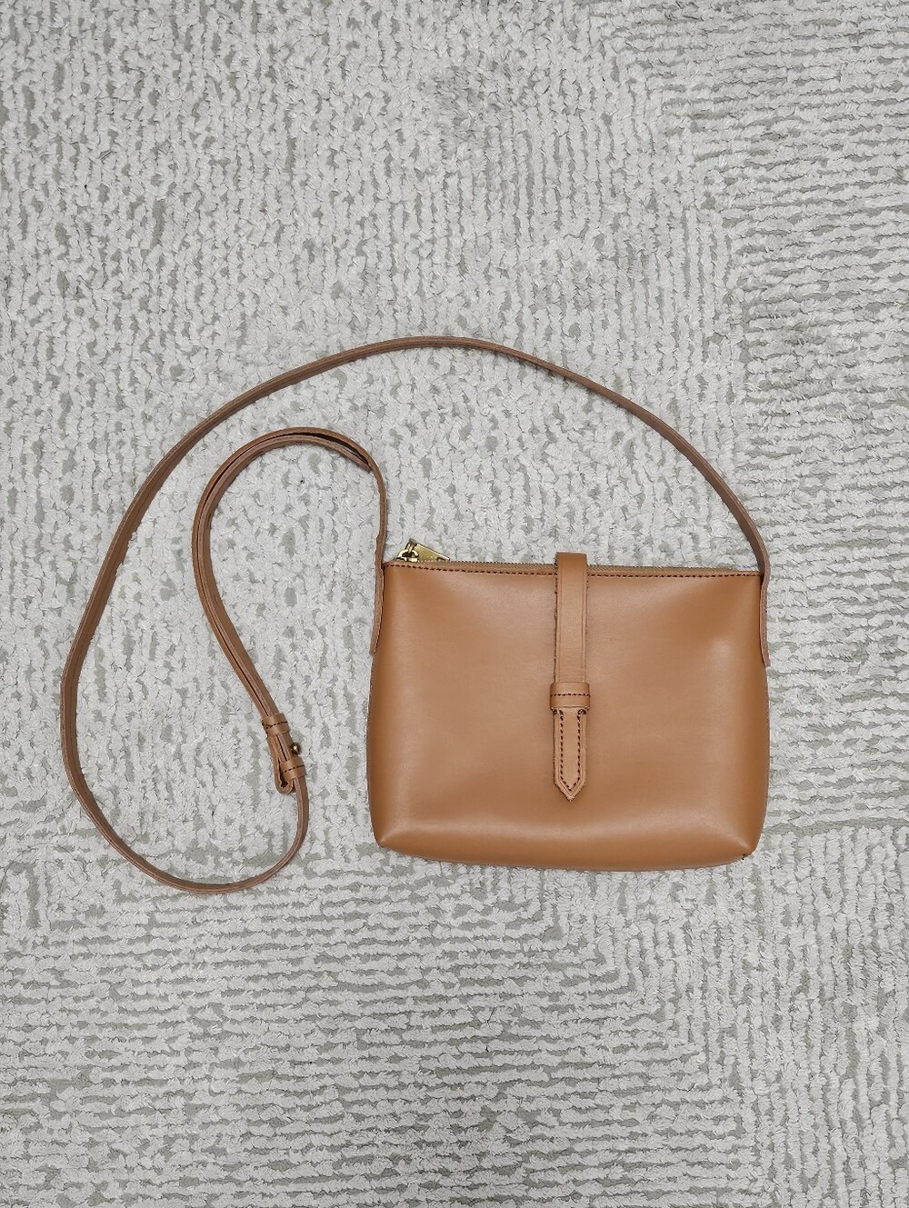 J. Crew Cognac Brown Leather Crossbody Bag with Strap